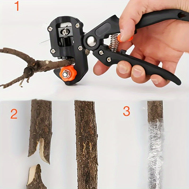 Garden grafting tools set with 2-in-1 pruning knife for cutting plant branches and vines.