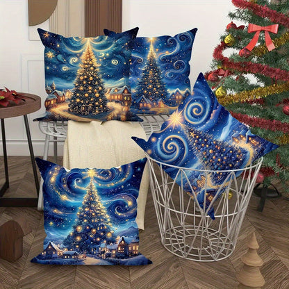 '- Transform your home into a cozy winter wonderland with this 4-piece Merry Christmas Throw Pillow Cover Set 
- Each cover features a soft and comfortable material with a beautiful Night Sky Tree design
- Perfect for adding a festive touch to your living