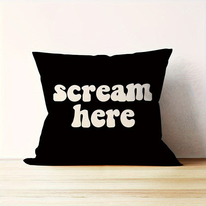 Modern Scream Throw Pillow Cover in Soft Plush Material, Zippered Accent for Home Décor, Machine Washable - 45.72x45.72 cm