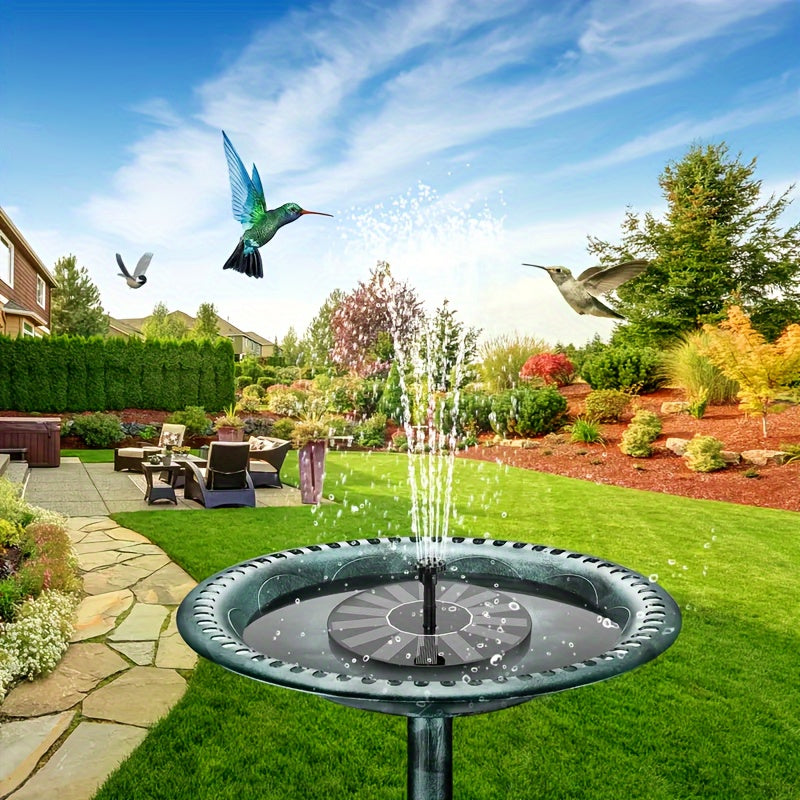 Solar powered water feature for pond, pool, and bird bath with easy setup and no batteries needed.