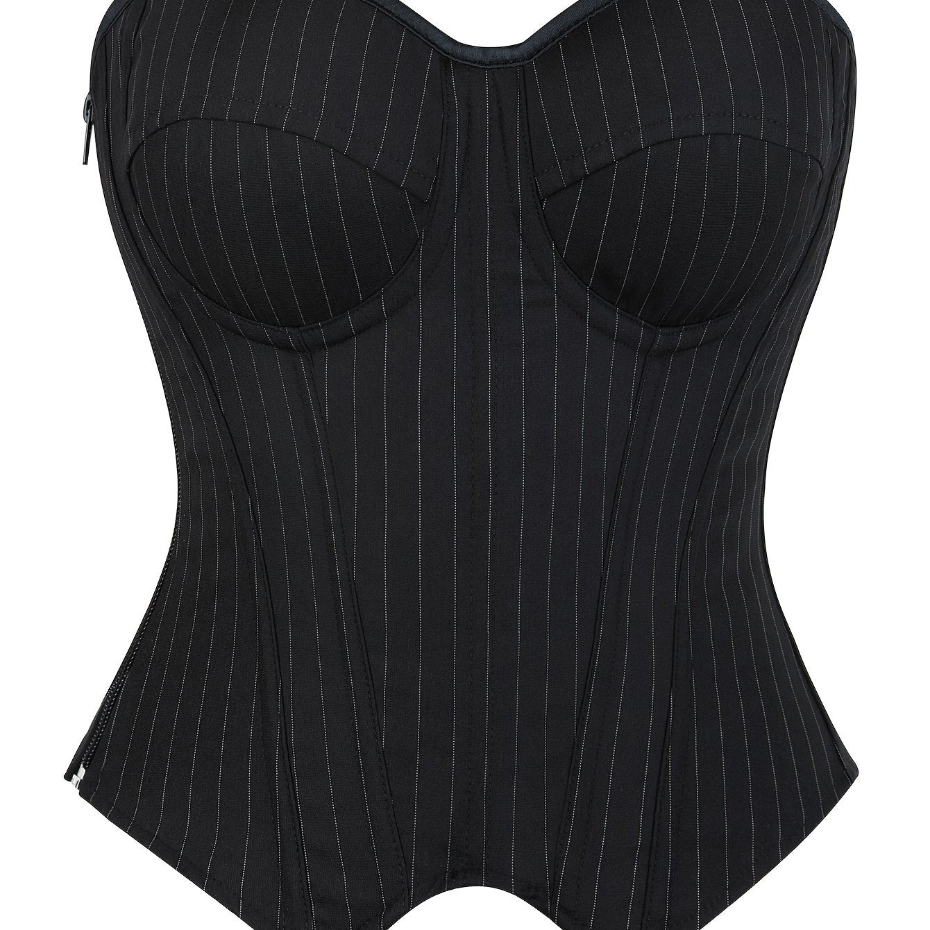 Sophisticated Striped Corset Top for Women with Built-in Bra Cups, Hand Washable.