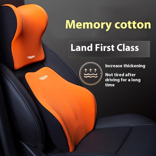 Car comfort set with headrest, neck pillow, lumbar support, and cushion.