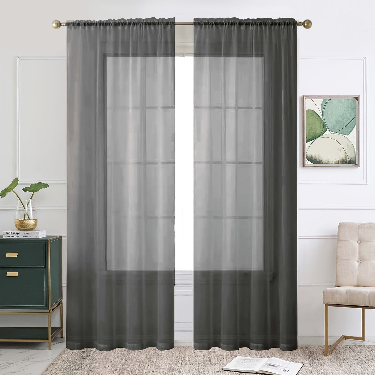 Add a touch of elegance to your kitchen, bedroom, or living room with this single panel sheer curtain. Perfect for letting in natural light while still providing privacy. Features a rod pocket design for easy hanging. Enhance your home decor with this