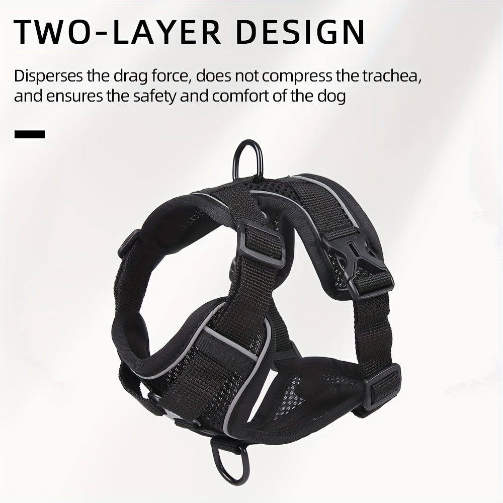 Reflective, breathable vest-style cat harness set with walking rope for outdoor walks and training.