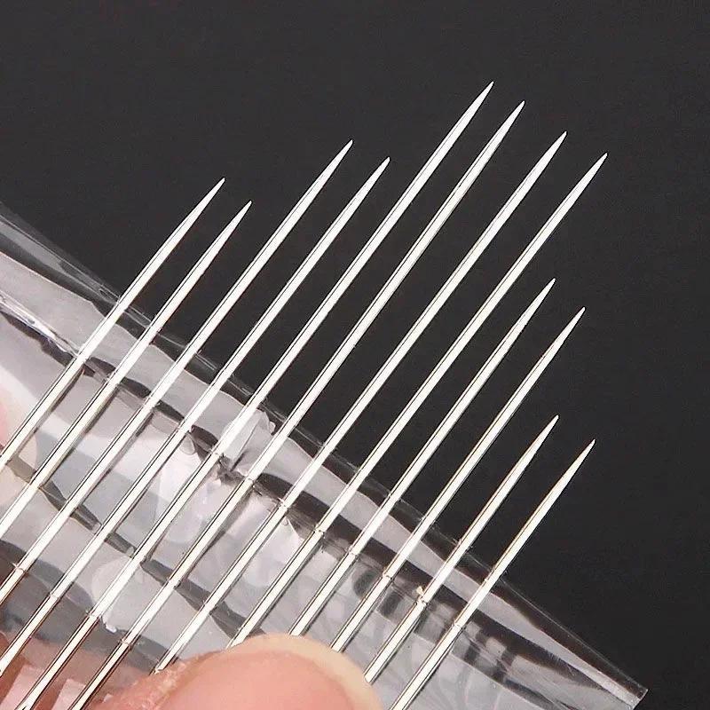 12-Pack perforated stainless steel sewing needles for handmade household products, suitable for the elderly. Ideal for manual sewing and quilting.