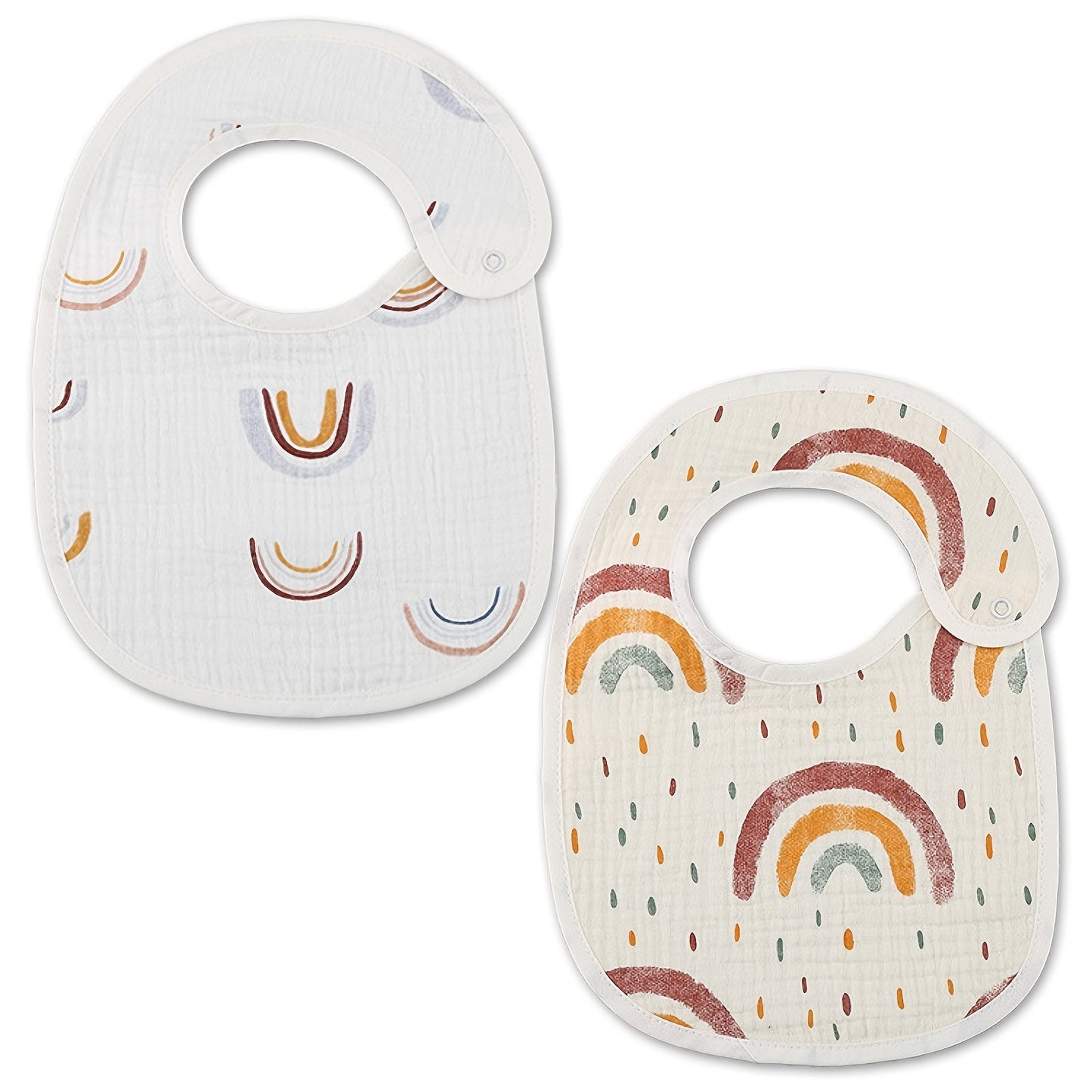 Set of 2 Cotton Gauze Bibs in U-Shaped Design, Waterproof Printed Burp Cloths and Saliva Towels for Boys and Girls