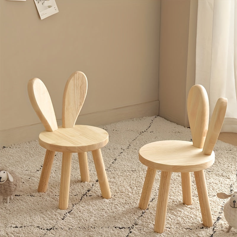 Adorable Rabbit Ears Creative Wooden Stool - Perfect for Changing Shoes, Room Decor, and More