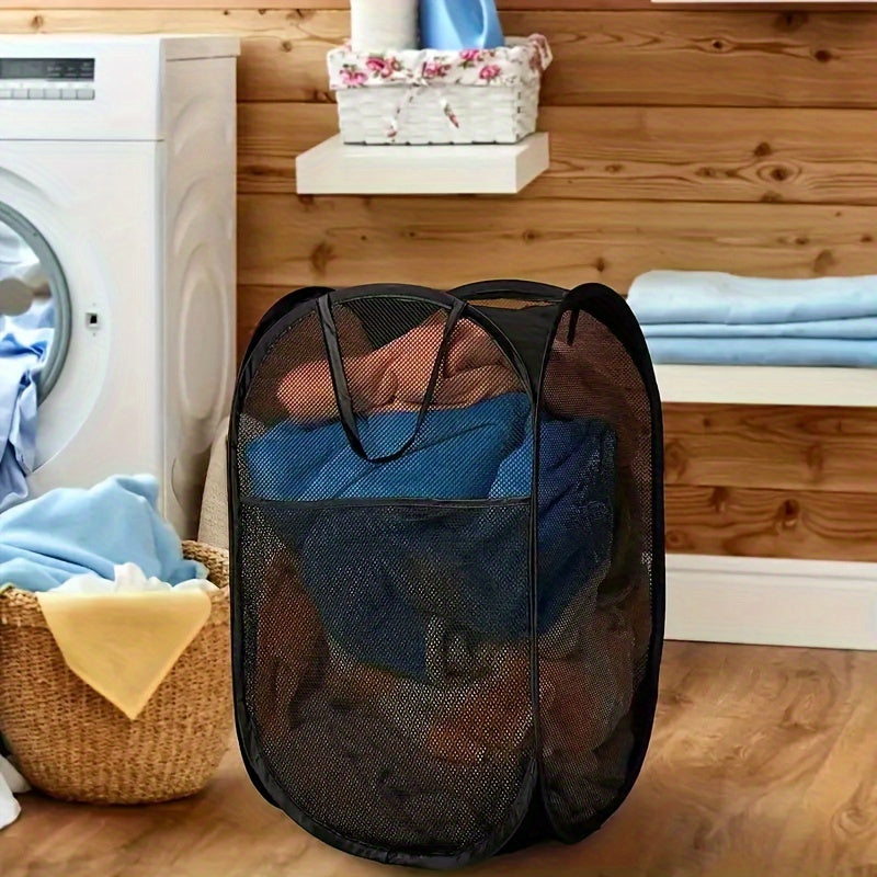 Large Capacity Pop-up Laundry Basket with Handles, Foldable Mesh Laundry Hamper - Rectangular Storage Organizer for Dirty Clothes in Home, Bedroom, Bathroom, Dorm.