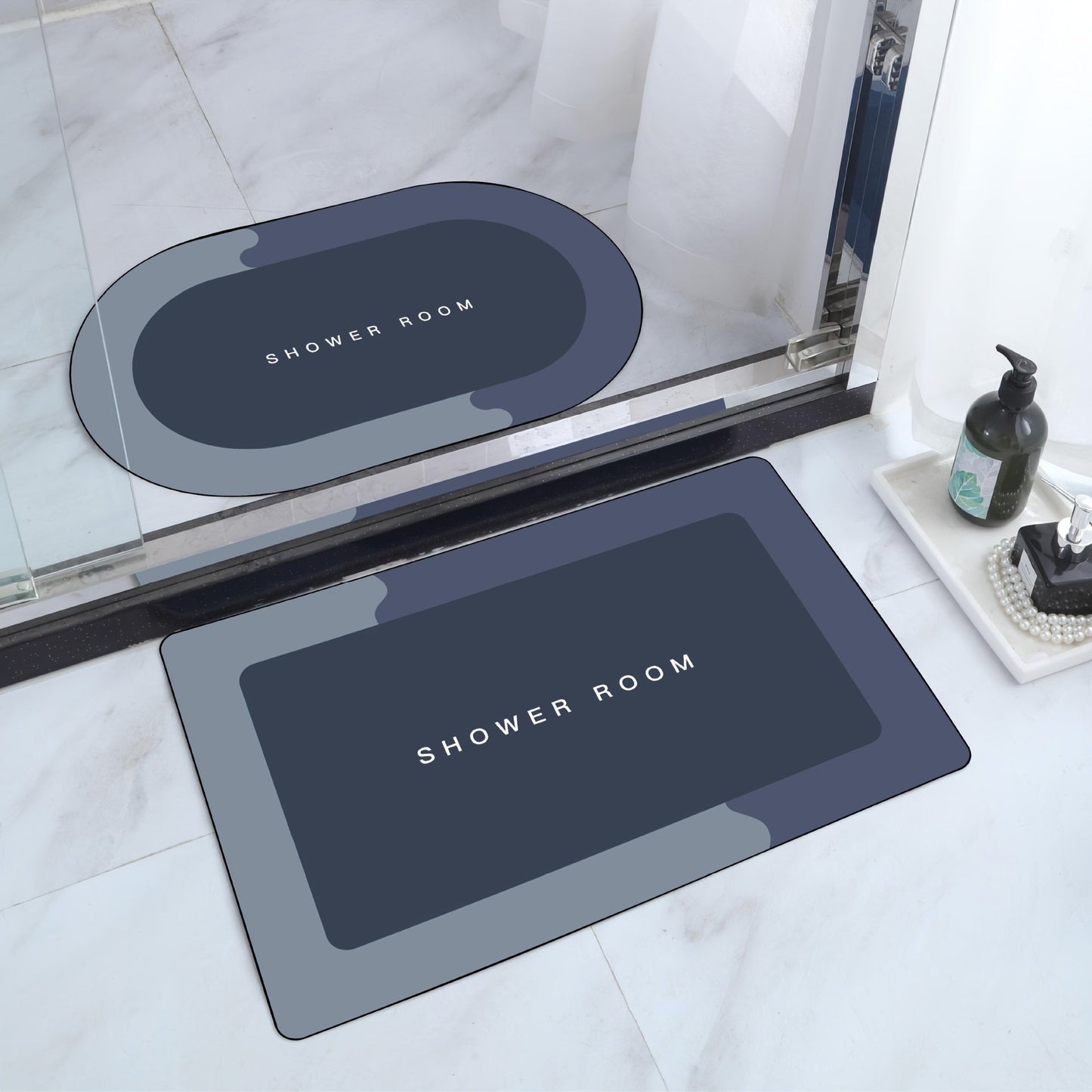 This set includes two velvet bath mats that are non-slip and quick-drying, perfect for use in the bathroom or shower room. Made from polyester, they are unscented and do not require electricity to function.