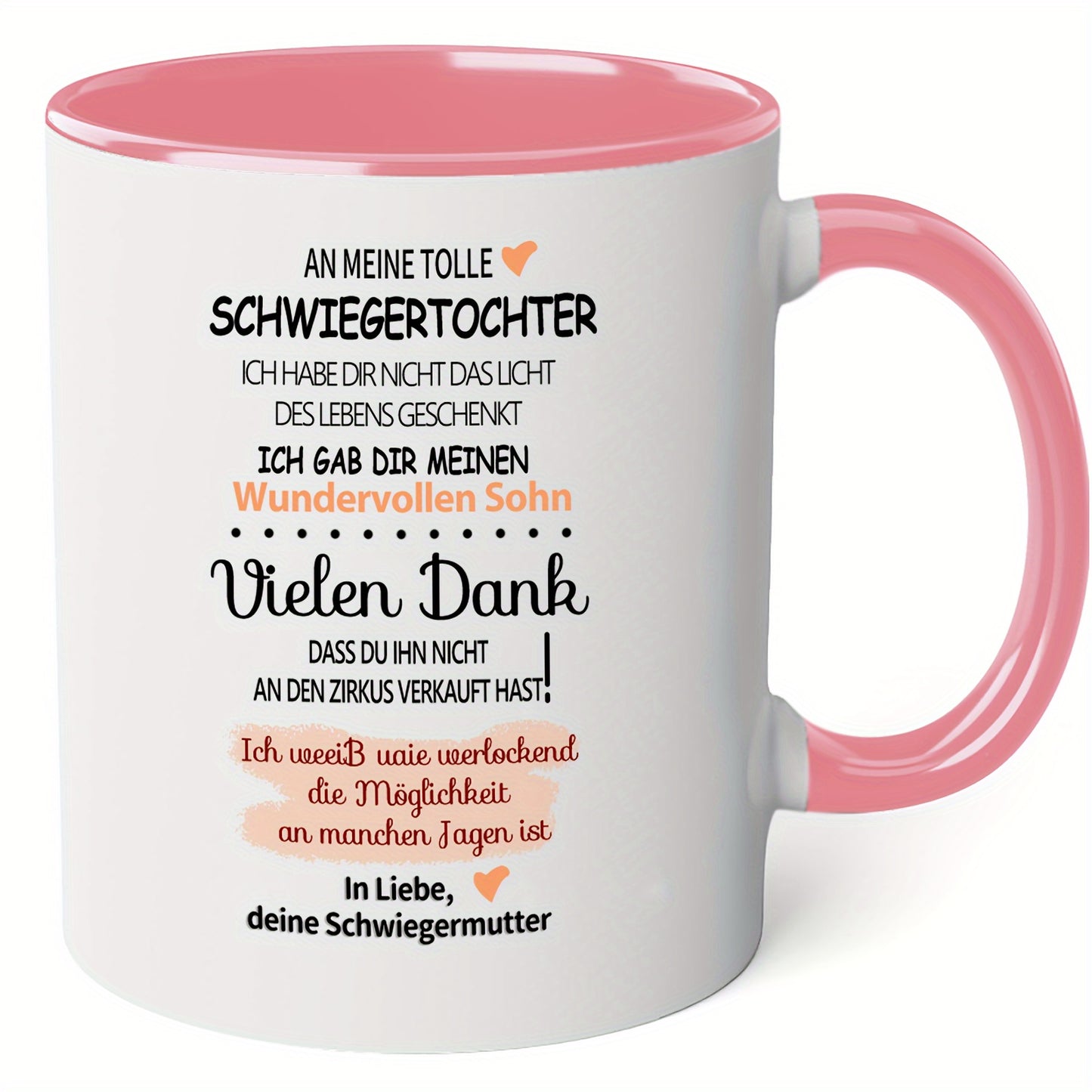 German Coffee Mug for daughter-in-law, perfect gift for birthdays and holidays.