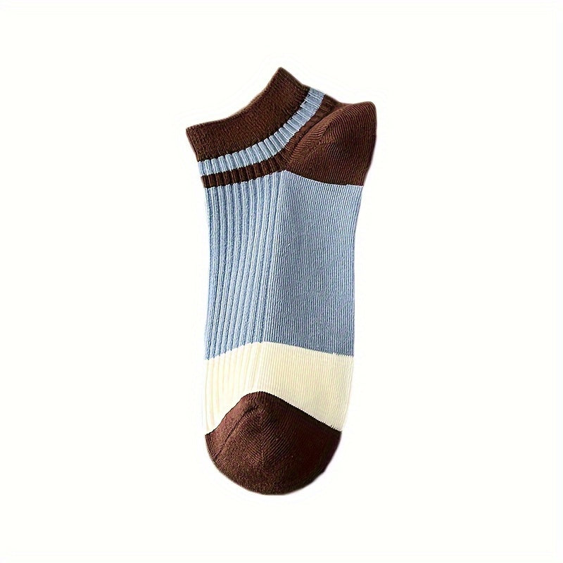 5 pairs of men's cotton low cut socks for daily and outdoor wear in spring and summer, designed for odor control and sweat absorption.