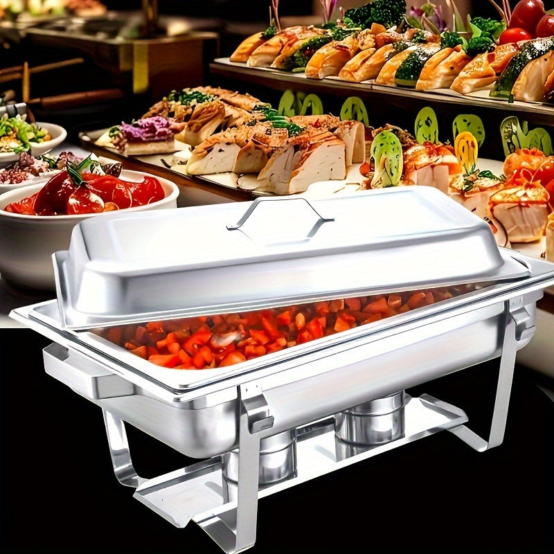 Durable Stainless Steel Buffet Warmer Set: Easy to Clean, Space-Saving Design for Restaurants, Food Service, and Home Entertaining - Perfect for Christmas, Halloween, Easter, Hanukkah, and Thanksgiving Gatherings