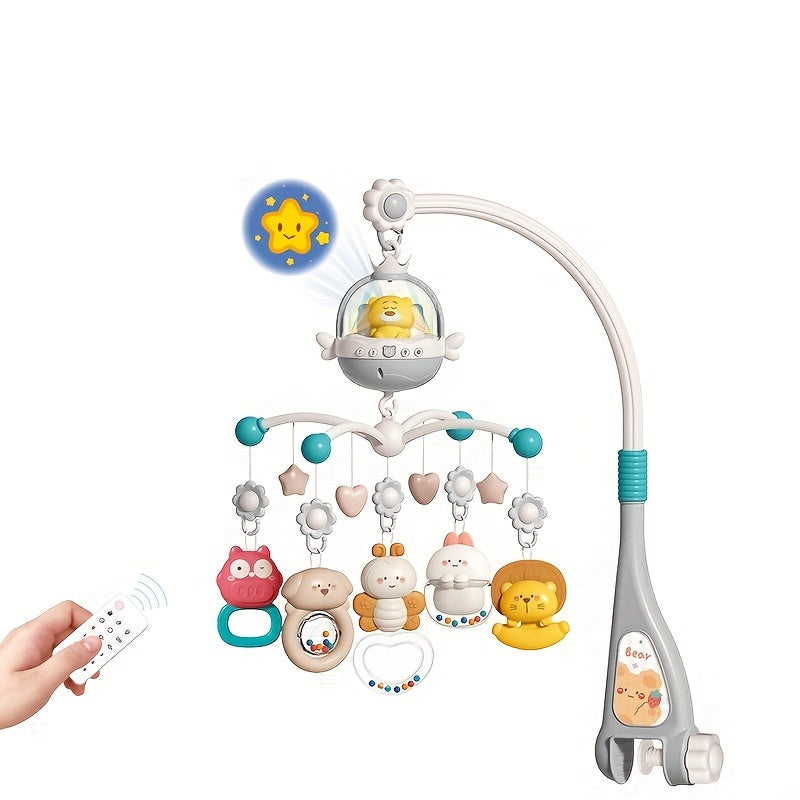 Entertaining Projection Remote Control Baby Crib Mobile featuring Lullabies, Educational Musical Box Toy, Cute Bear-Shaped Plastic Mobile, with Calming Sounds, perfect for Newborns, a Wonderful Birthday and Christmas Present for Babies aged 0-3 Years