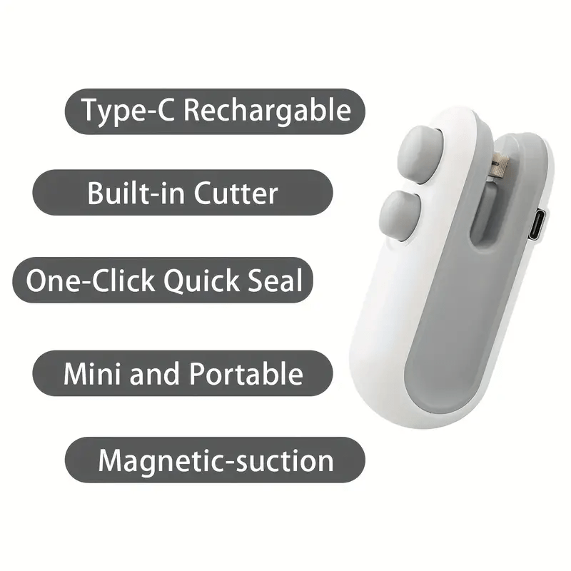 Handheld Heating and Sealing Device for Food Preservation, Manual Operation, 1pc USB Rechargeable Plastic Bag Sealer with 200mAh Battery, 16W Power - Ideal Kitchen Gadget