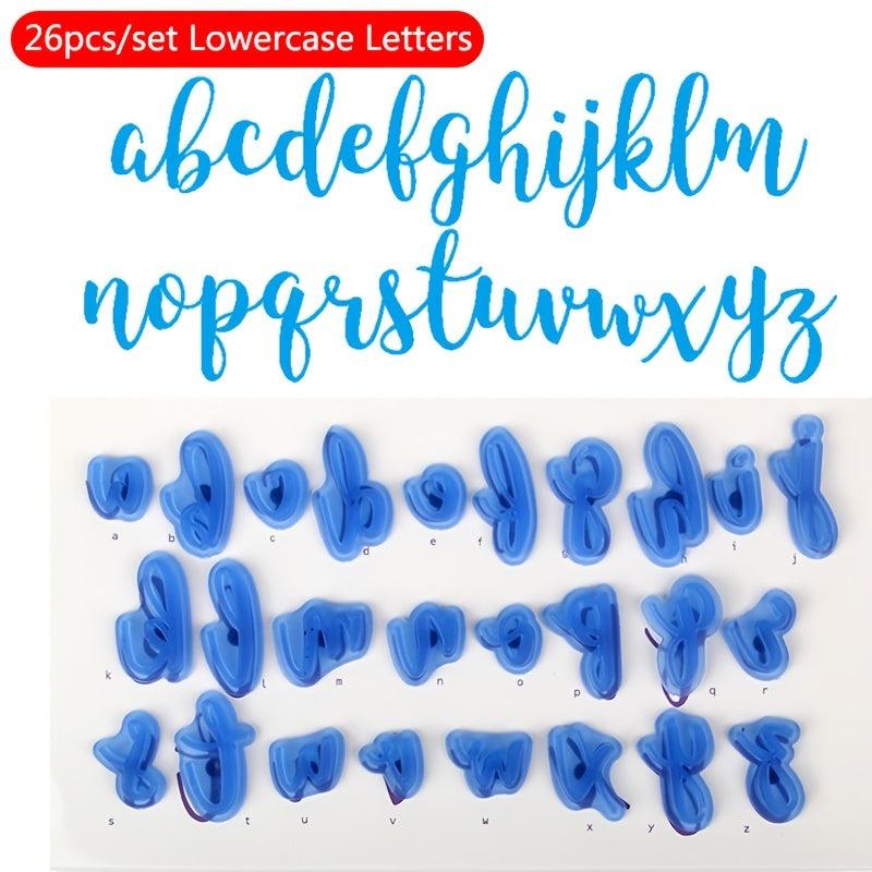 Mold Set featuring Upper and Lower Case English Alphabet Letters for Fondant Printing, Cookie Baking, and Cake Decoration