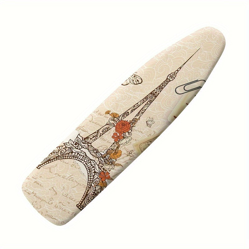 Elegant Eiffel Tower Print Ironing Board Cover, 38.1x137.16 cm, with Luxurious Padding, Elasticized Edge, Stain-Resistant Material - Ideal Birthday Present for Home and Kitchen Ironing Boards