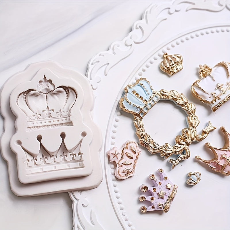 A single piece of the Crown Chocolate Mold, featuring a charming Kawaii design of crowns and bowties. This Silicone Mold can be used for making candies, fondants, and biscuits. Ideal for DIY cake decorating, this versatile baking tool is a must-have in