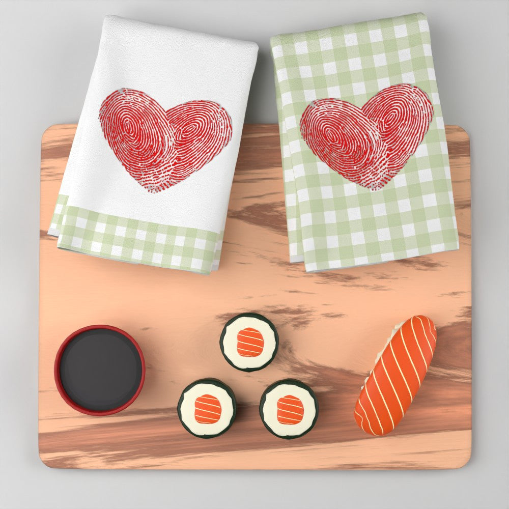 Get two Valentine's Day heart print tea towels with a modern fantasy theme in this 2-pack set. Each towel measures 45.72x66.04 cm and is made of super soft polyester. These towels are machine washable and feature long-lasting vibrant colors. They are