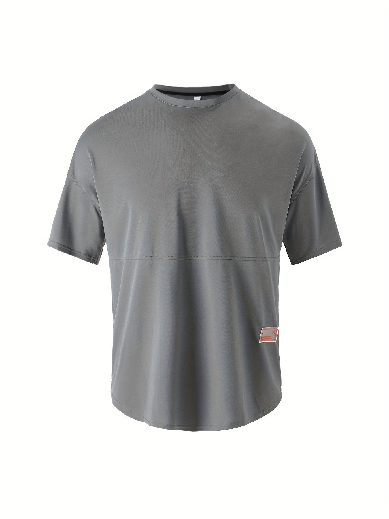 Men's casual sports T-shirt with round neck, short-sleeved, versatile for outdoor activities.