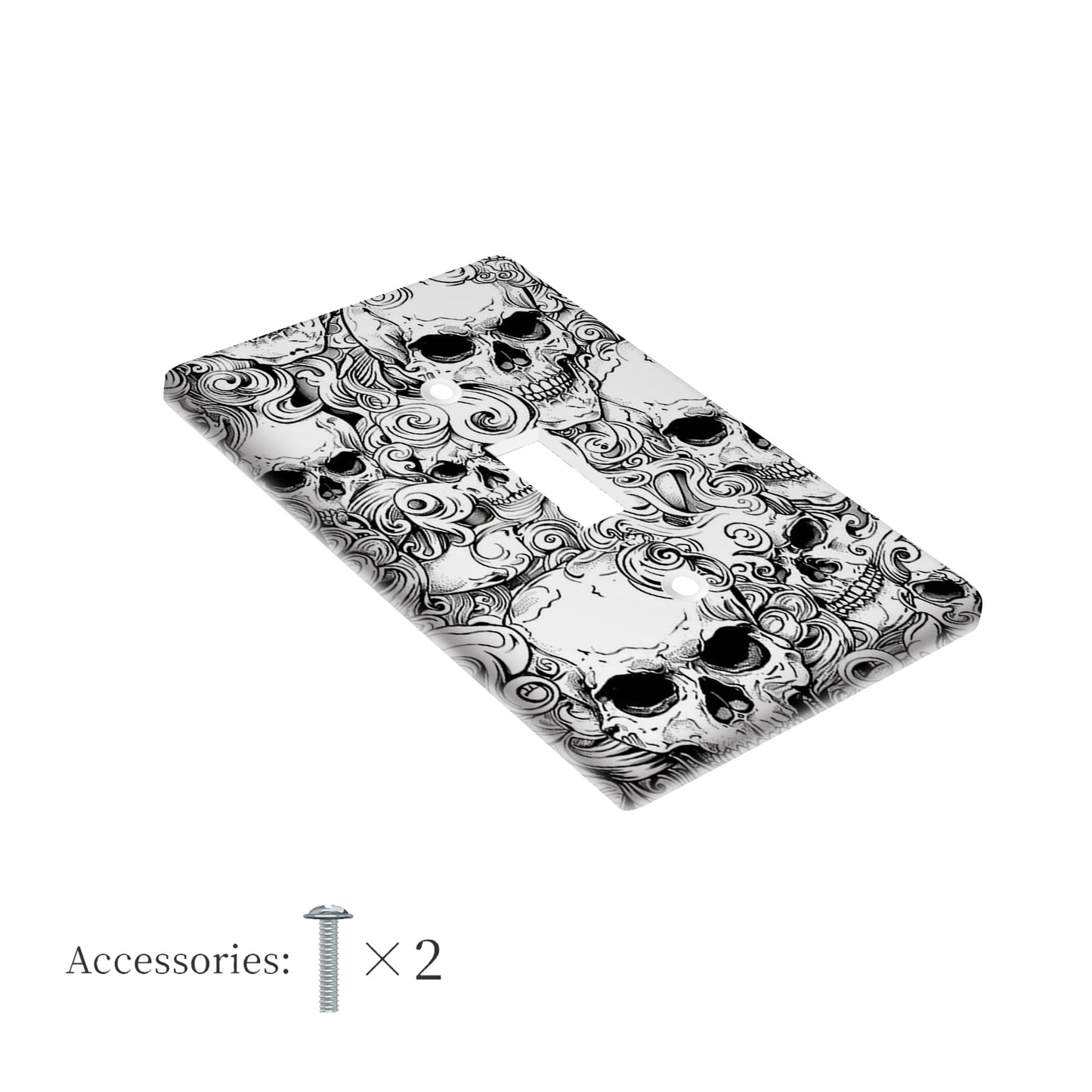 Durable skull design wall plate cover for home or office, easy to clean, no battery needed.