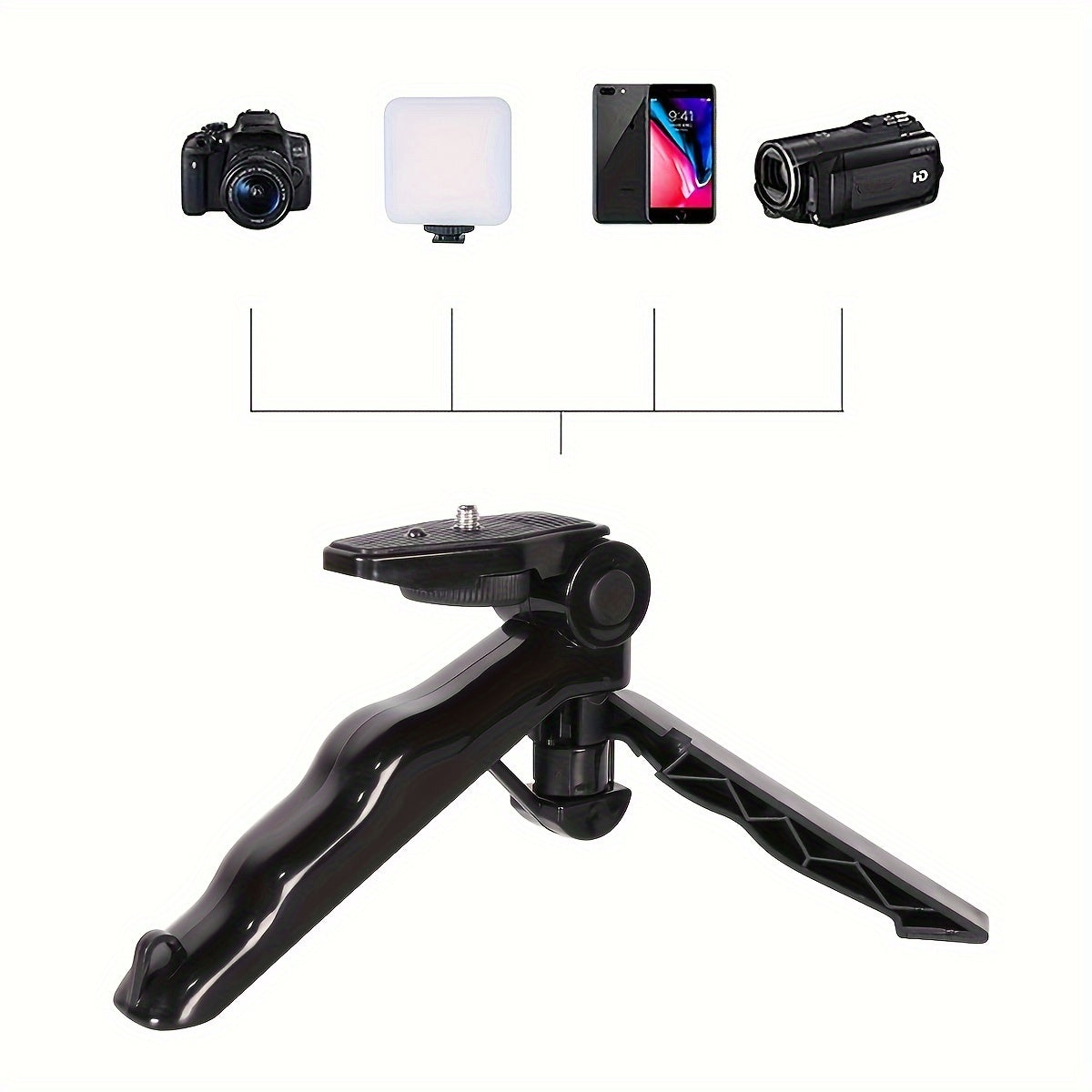 Multi-functional Fill Light Desktop Stand for Phone Beauty Light, adjustable with 3 light modes, suitable for iPhone, Android, makeup, selfie, vlog, and video. Can be handheld, used as a