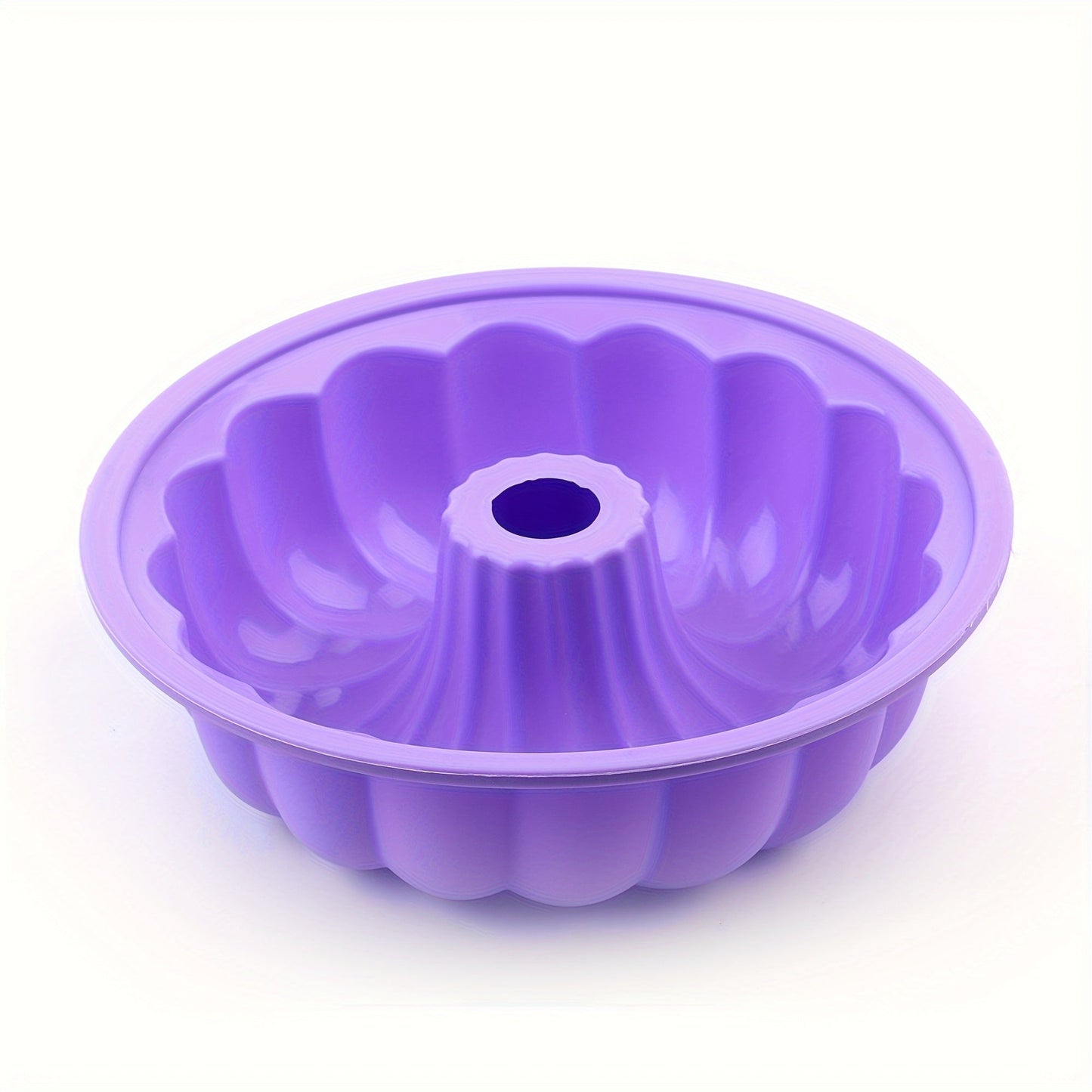 Silicone Bundt Cake Pan - Premium 20.32cm Purple 1pc - Non-Stick, BPA-Free, and Flexible - Great for Fluted Tube Cakes, Gelatin, Bread, Jello, and Chiffon - Oven and Freezer Safe with LFGB Approval - Ideal for Valentine's, Christmas, Thanksgiving