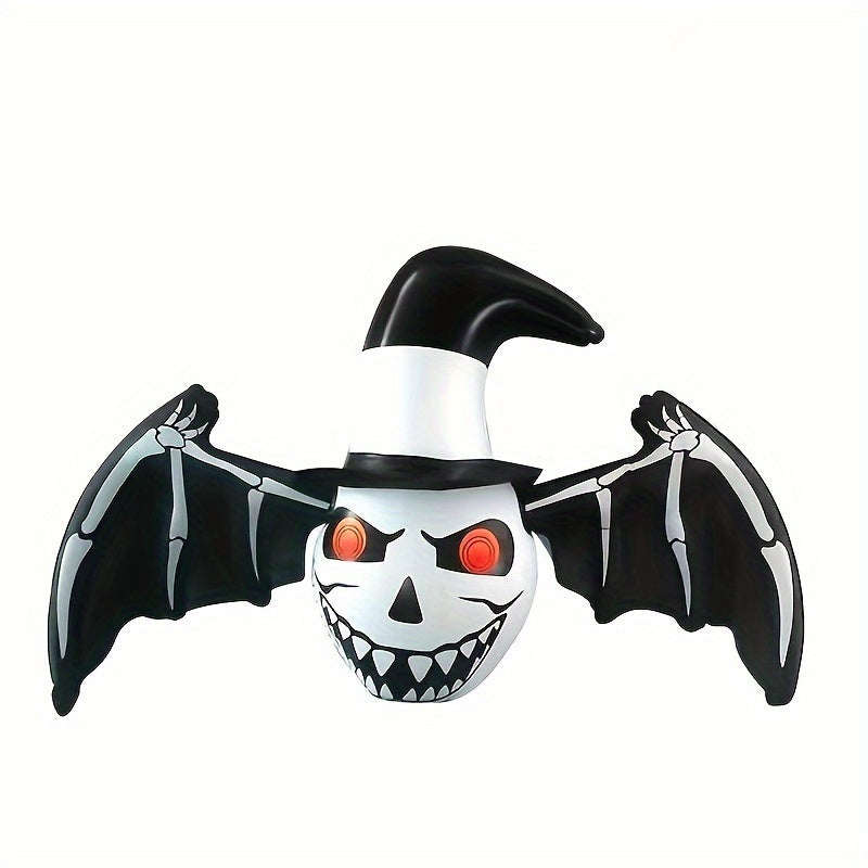 Create a Spooky Atmosphere with the Make Waves Halloween Decor - 119.38cm Inflatable Skull & Bat Ornament, Made of PVC