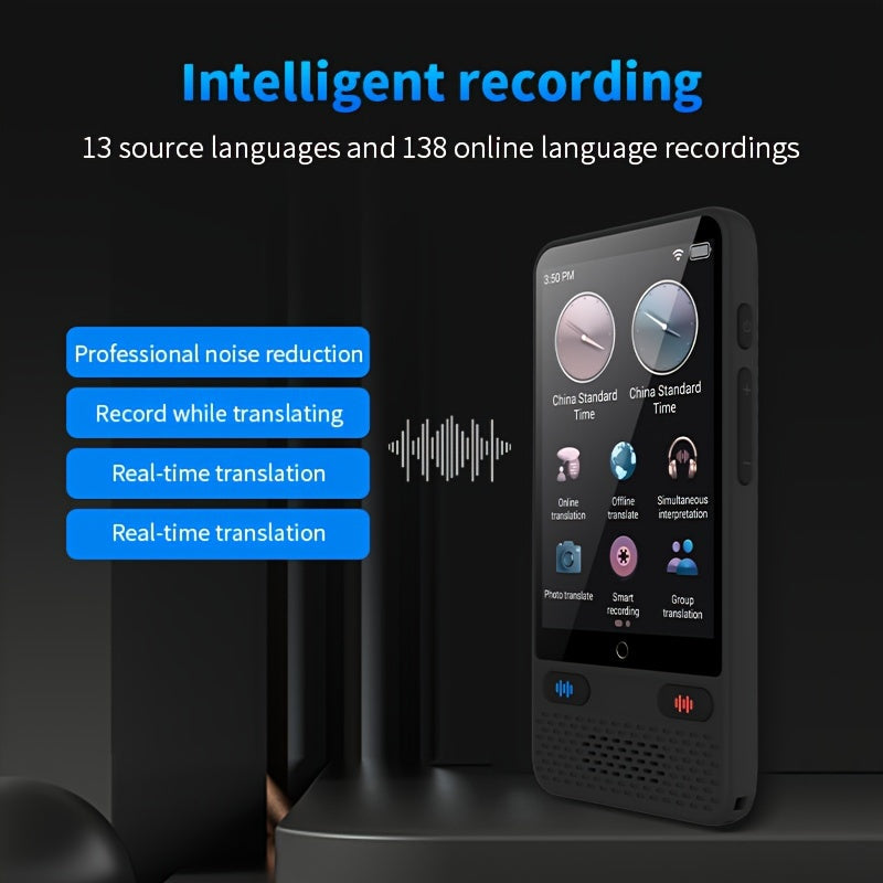 Portable two-way real-time language translator, supports 138 languages accurately both offline and with recorded photos. Ideal for travel, business, and learning.