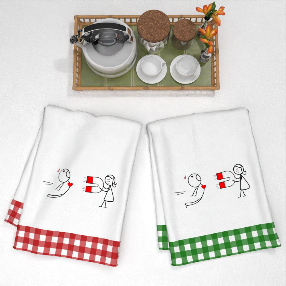 Valentine's Day Kitchen Towels 2-Pack, 45.72x66.04 cm, Made of 100% Polyester for Super Softness, Machine Washable, Features Modern Fantasy Heart Design, Long-Lasting Vibrant Colors, Perfect for Camping and Birthday Gifts