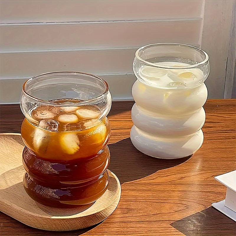 4pcs Caterpillar glass cups with straws, ideal for water, coffee, juice, milk, tea, and more. Suitable for both summer and winter. Made of high borosilicate glass.