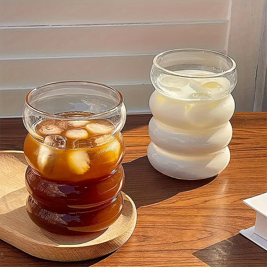 4pcs Caterpillar glass cups with straws, ideal for water, coffee, juice, milk, tea, and more. Suitable for both summer and winter. Made of high borosilicate glass.