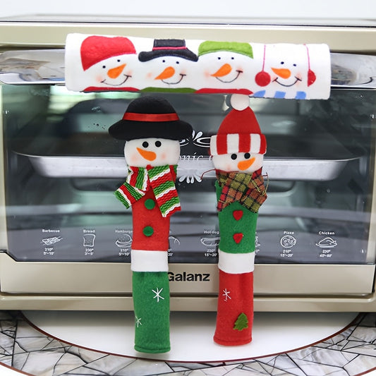 Christmas Snowman oven door handle cover to bring holiday cheer to your kitchen. Made of cloth, heat-resistant and festive for the holiday season. Perfect accessory for your microwave oven. Make your kitchen merry and bright with this holiday decor piece.