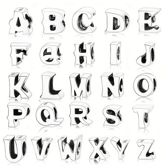 925 Sterling Silver Alphabet Letter Charms Beads - Perfect for creating your own unique bracelet with original charms for DIY jewelry making