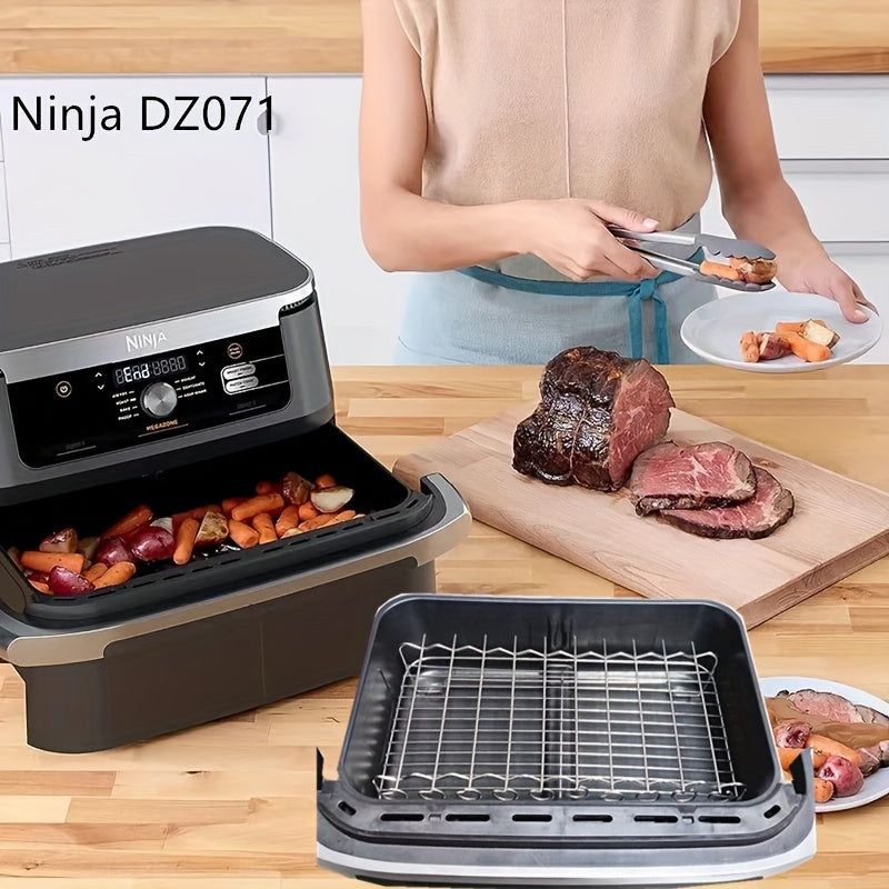 Get the ultimate Stainless Steel Air Fryer Accessory Set for your Ninja Foodi DZ071/AF500UK. This versatile set includes a Skewer Rack and Steamer, perfect for grilling, roasting, and steaming. With dimensions of 6.99cm x 19.18cm, it is ideal for cooking