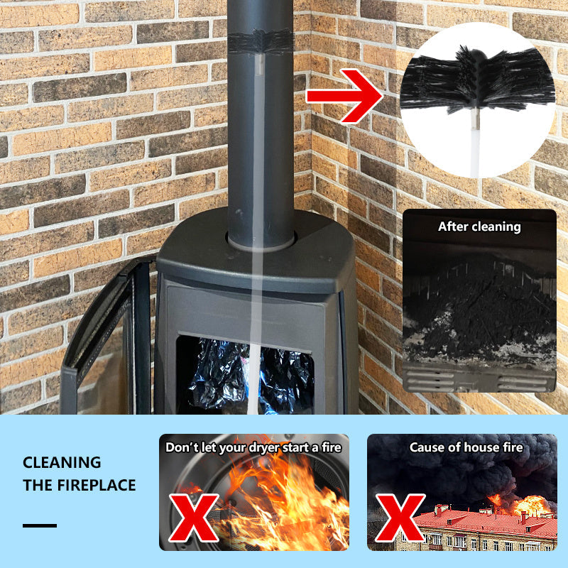 Get your fireplace chimney and dryer vents squeaky clean with this convenient kit featuring multiple components. Includes a 100mm head brush, 410mm long handle, and reusable plastic handle. Reach 19.68-30ft for thorough cleaning.