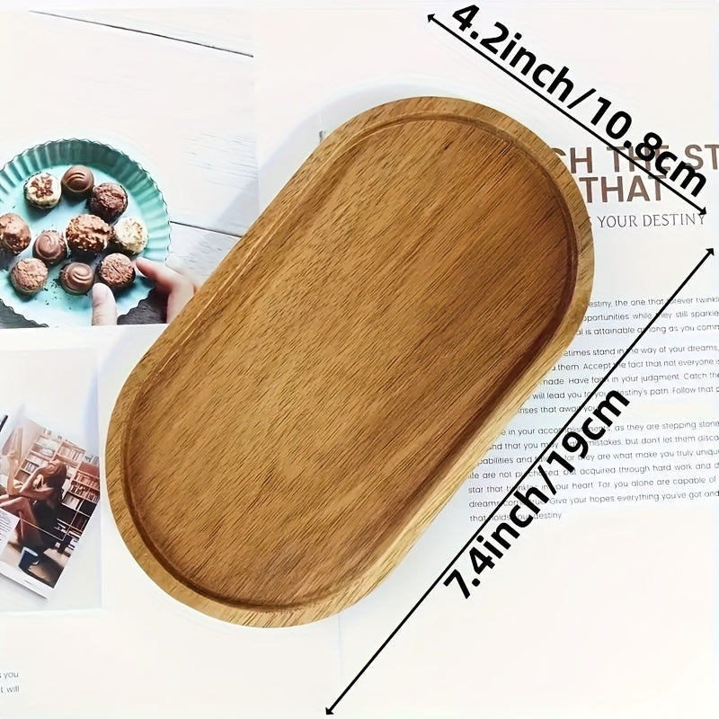 Wooden serving platter for holidays and parties, oval shape with metal finish, food-safe wood ideal for decorative use.