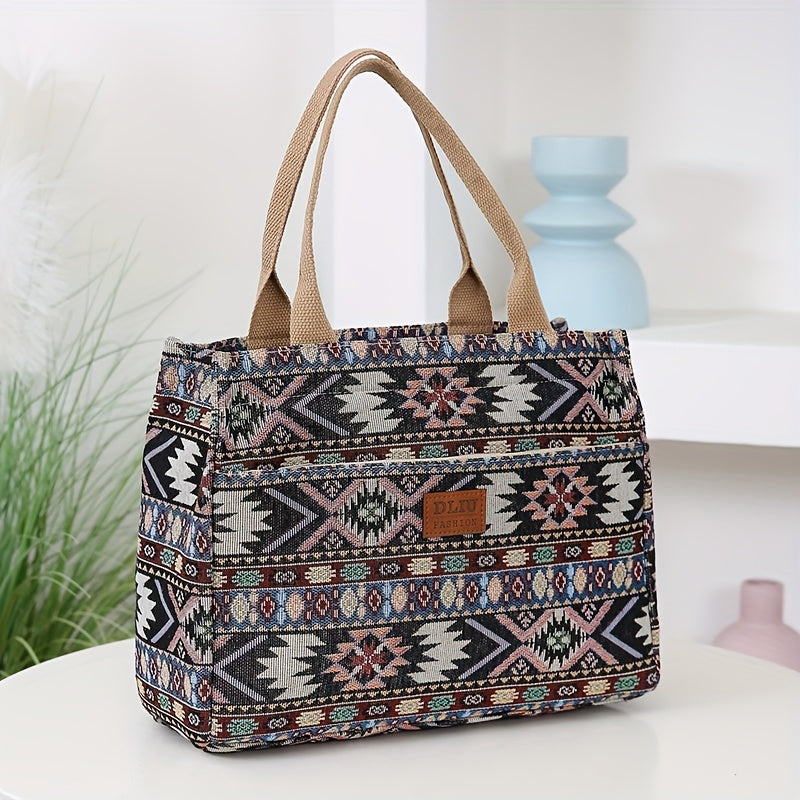 New products including thick knitted jacquard fabric handbags, tote bags, convenient shopping bags, storage bags for moms on the go, women's bags, cloth bags, unisex and ethnic style square