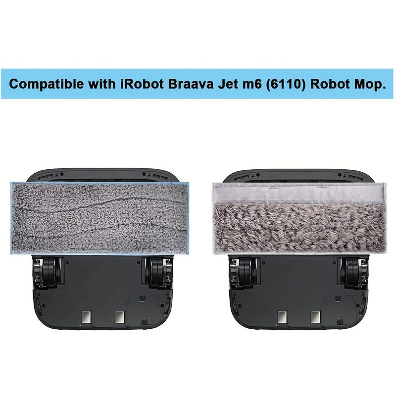 4 sets of 8 M6 pads are included in this package for the IRobot Braava Jet M6 (6110, 6012, 6112, 6113) Ultimate Robot Mop. Each set includes 4 gray washable wet mopping pads and 4 microfiber deep clean wet pads.