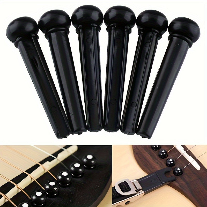 6-string acoustic guitar set with enhanced sound quality, easy maintenance, includes saddle, nut, and bridge pins in black & white, portable design for on-the-go repairs.