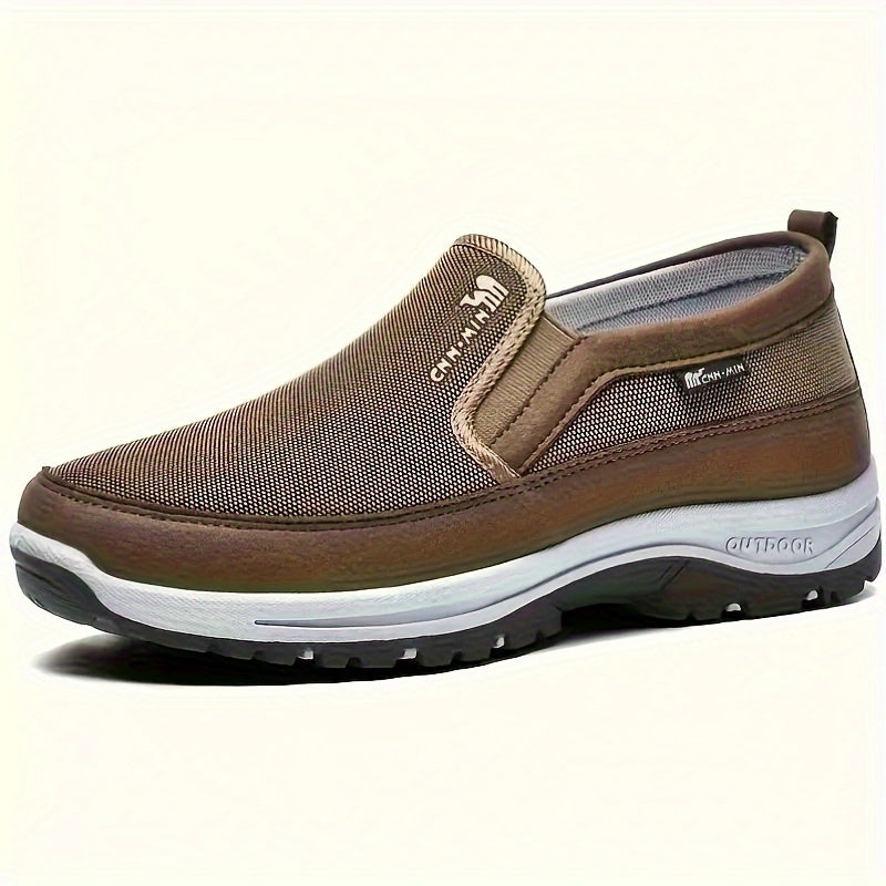 Comfortable men's slip-on sneakers with soft sole, breathable fabric, and stylish design for everyday wear.