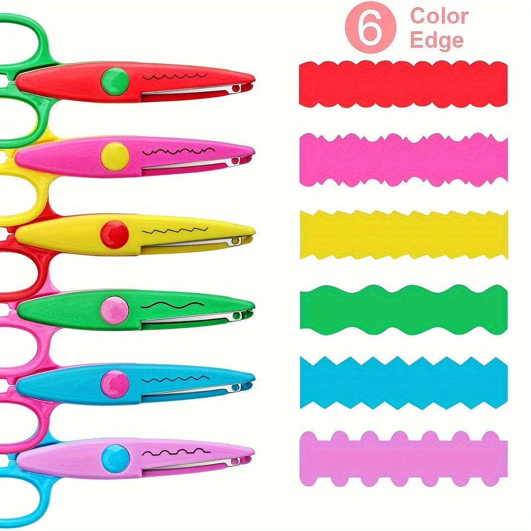 6-piece craft scissors set with decorative edges for DIY projects, scrapbooking, and more - perfect for office, school, and home use.