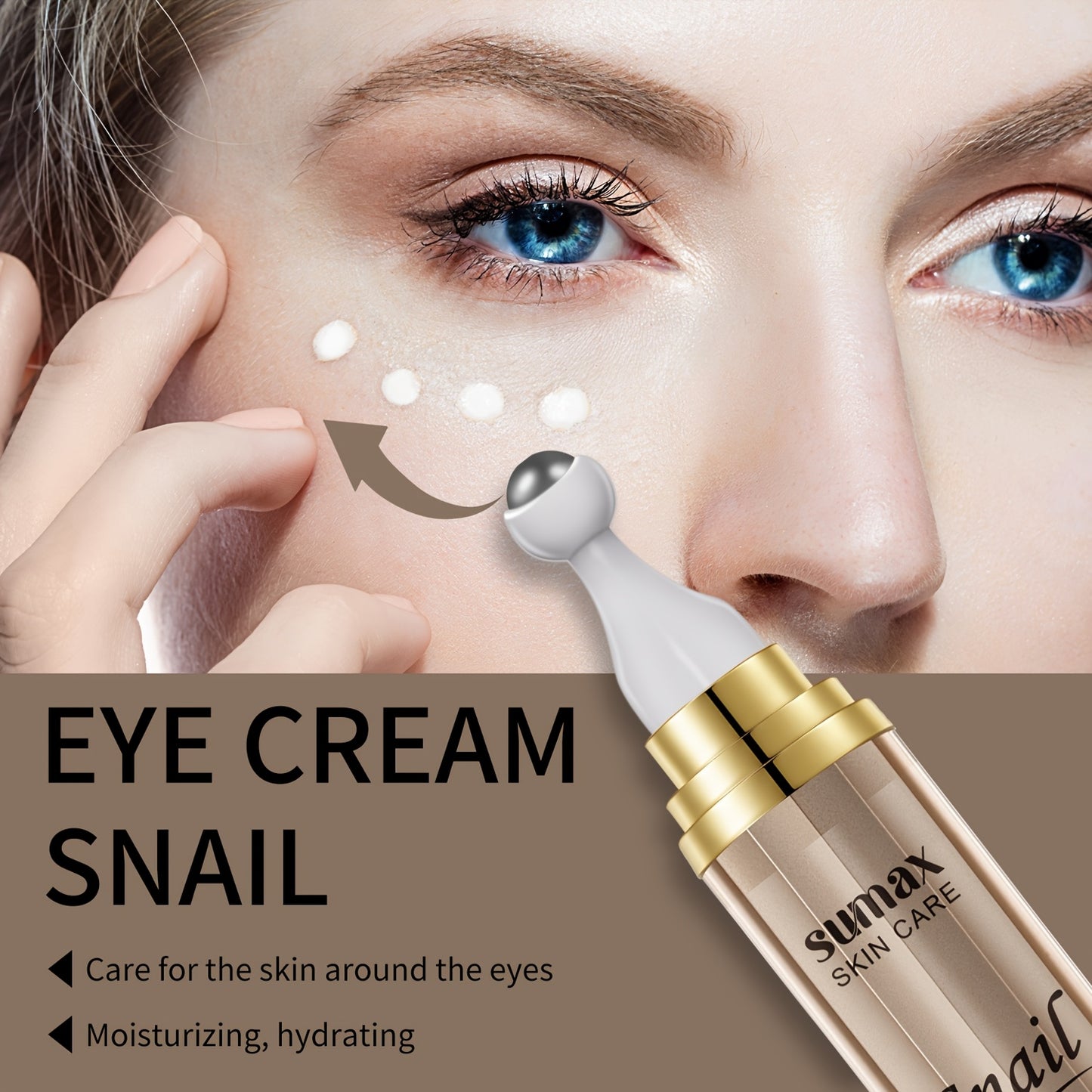 Hydrating Eye Cream with Snail Mucus, Hyaluronic Acid, and Collagen - Firms and Moisturizes Dry Skin, Alcohol-Free Care for All Skin Types, Skin Tightening