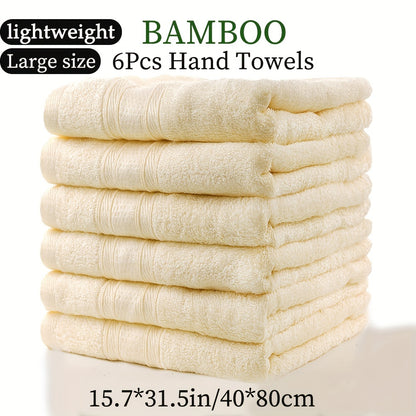 6-piece Bamboo Fiber Hand Towel Set (13.4*29in/34*74cm) 420GSM, Solid Color, Soft and Cool, Suitable for Bathroom, Fitness, Hotel, and Outdoor Activities. Multiple colors available.