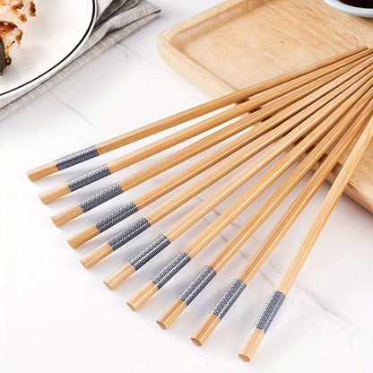 10 pairs of bamboo printed chopsticks, reusable long Chinese tableware for restaurant and kitchen, perfect for gourmet and noodles, suitable for Halloween and Christmas.