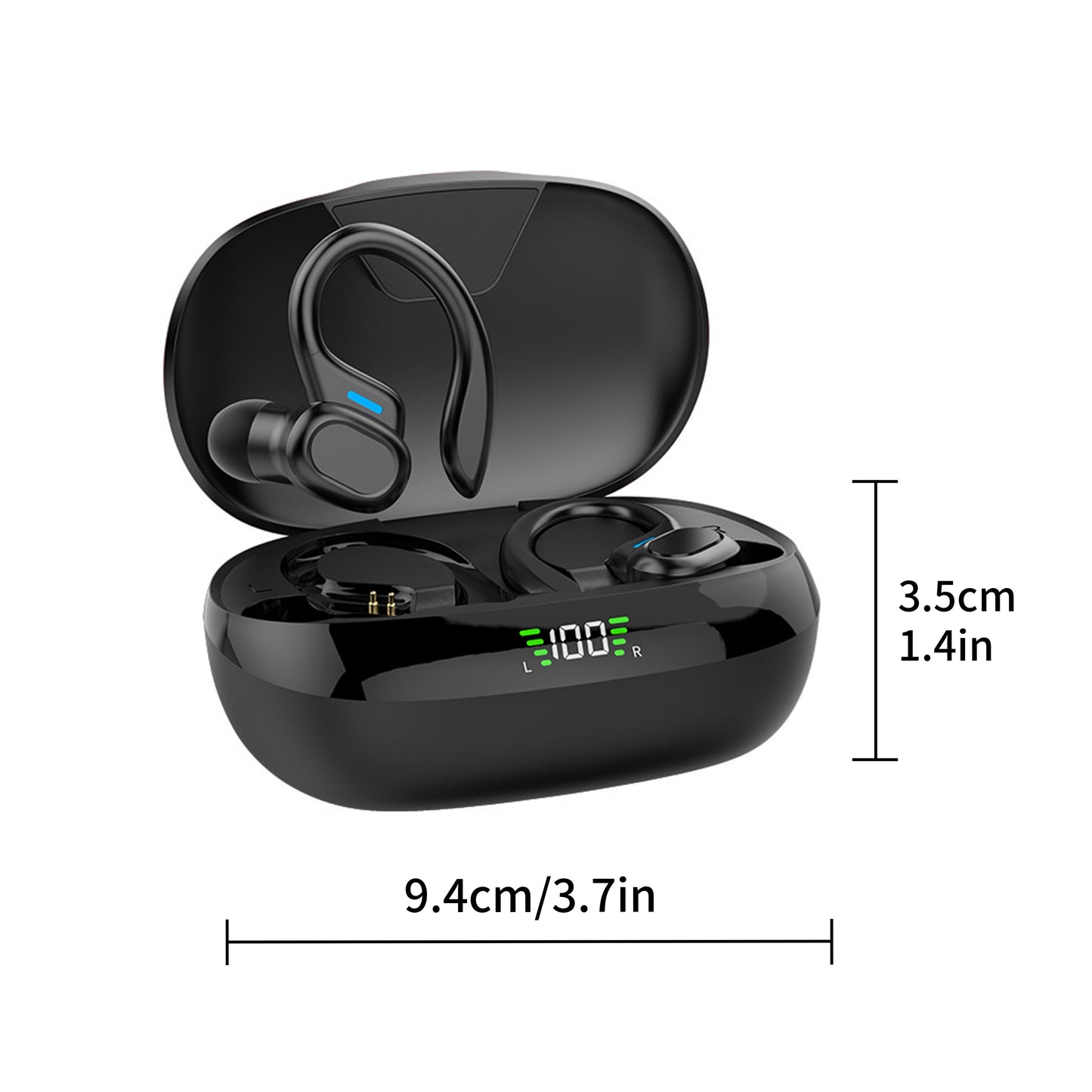 ANKRIYUL Wireless Earphones with LED Display Charging Case, USB Type-C, Rechargeable Lithium Polymer Battery. No charger included.