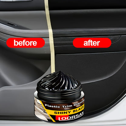 Loorsan & Plastic Restorer Paste for car surfaces - Black Shiny Finish, Easy Application, Restores Aging Damage, Before-and-After Results Shown