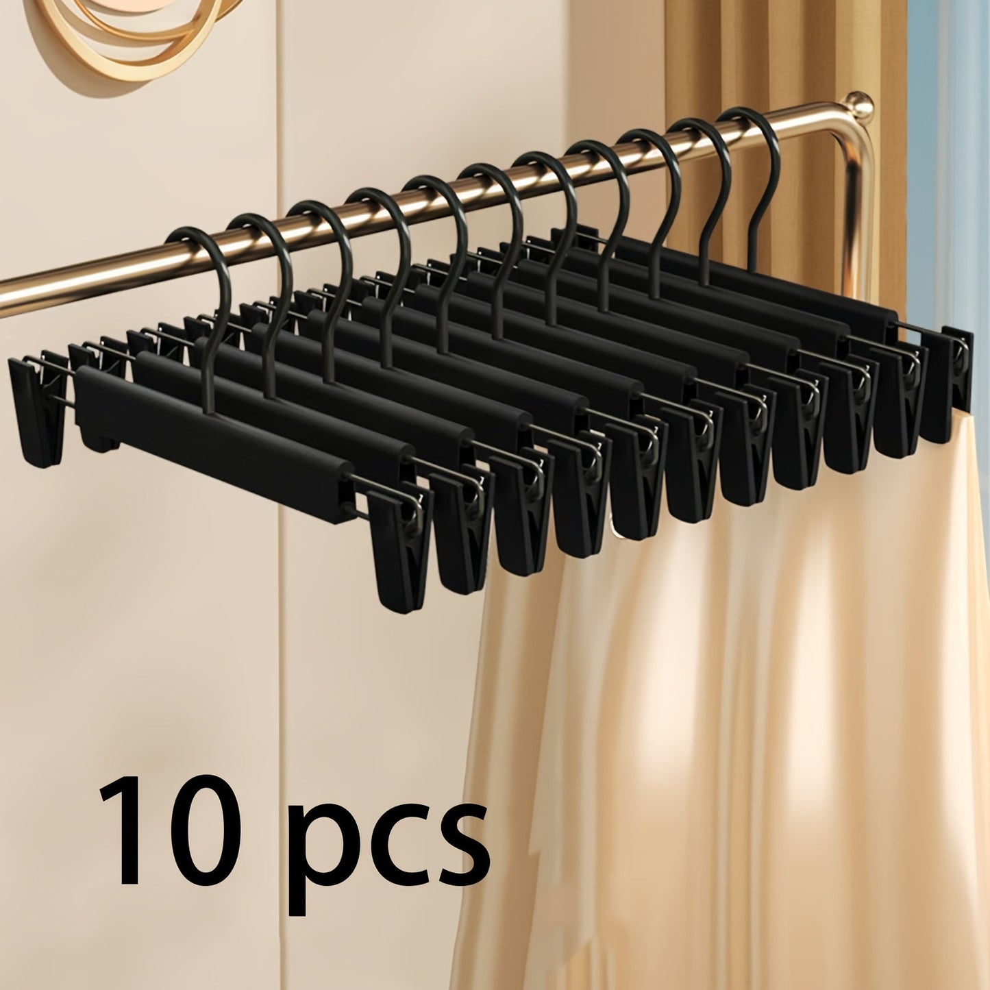 Set of 10 Pants Drying Hangers with 2 Clips, Storage Rack for Clothing Items like Skirts, Bras, Scarves, and Underwear. Ideal Clothes Organizer for Closet, Wardrobe, Bedroom, Balcony, Dorm - A Must-have for Going back to College