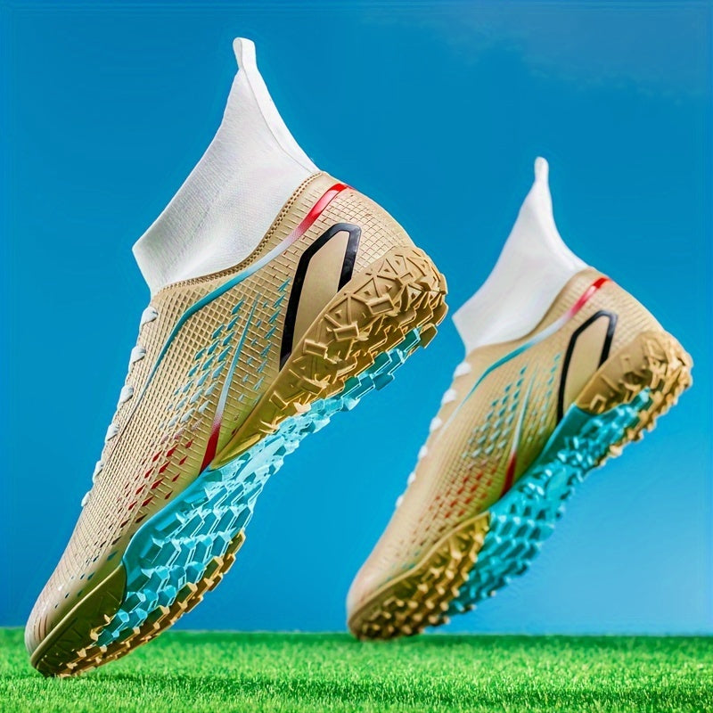 Professional high-top soccer cleats for training and competition, made from breathable PU material suitable for all seasons.