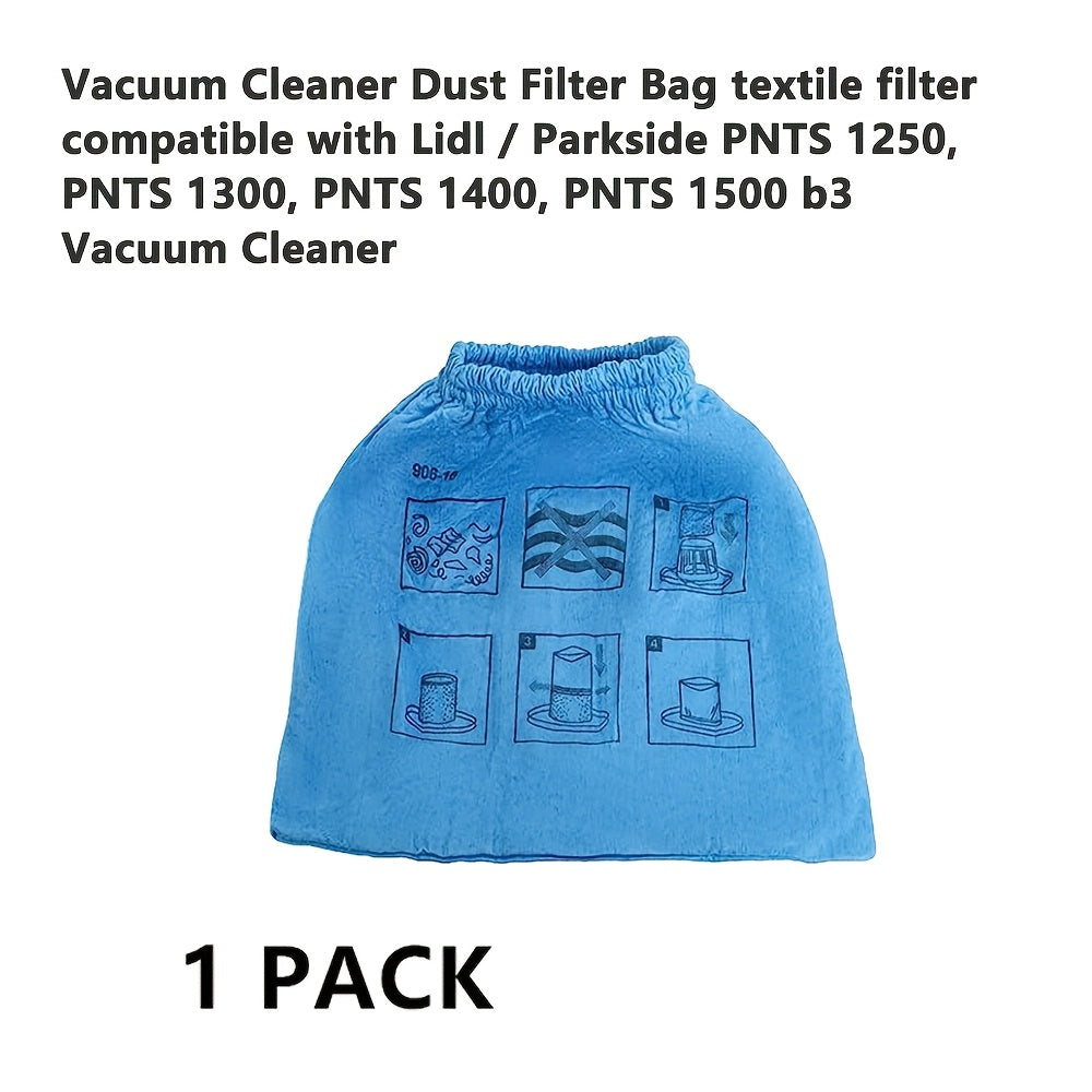 Get a single pack of premium cloth vacuum cleaner dust filter bags that work with Lidl/Parkside PNTS 1250, 1300, 1400, 1500 b3 models. These non-woven textile filter replacements are high-quality and efficient.