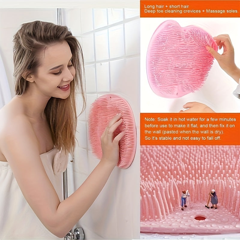 Versatile bath brush foot scrubber mat with massage pad and anti-slip design for exfoliating and massaging